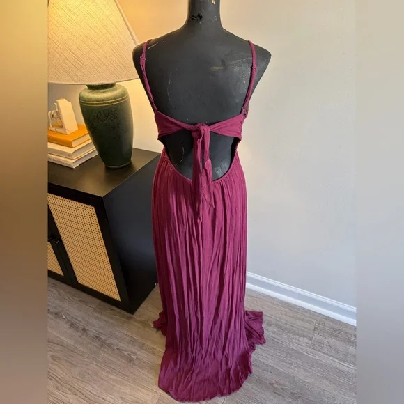 Lovely Day Plum Purple Dark Romantic Boho Lace Maxi Dress (M) Whimsigoth Wedding - Picture 4 of 16